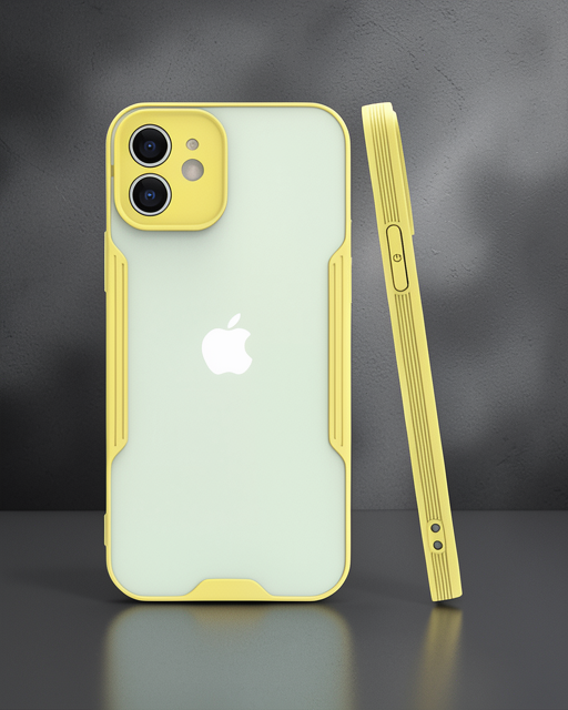 Apple İphone 12 Kılıf Platin Silikon - Sarı