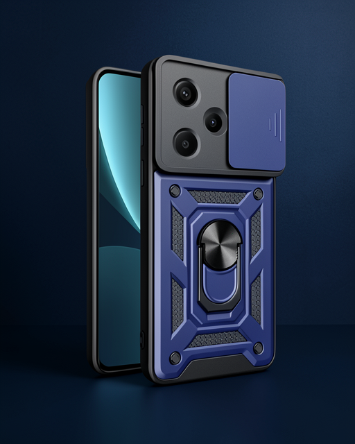 Xiaomi Redmi Note 13 Pro Plus Kılıf Pars Lens Yüzüklü Silikon - Lacivert