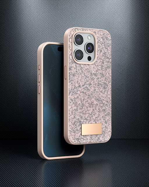 Onegif Apple İphone 15 Pro Max Bright Simli Kapak - Pembe