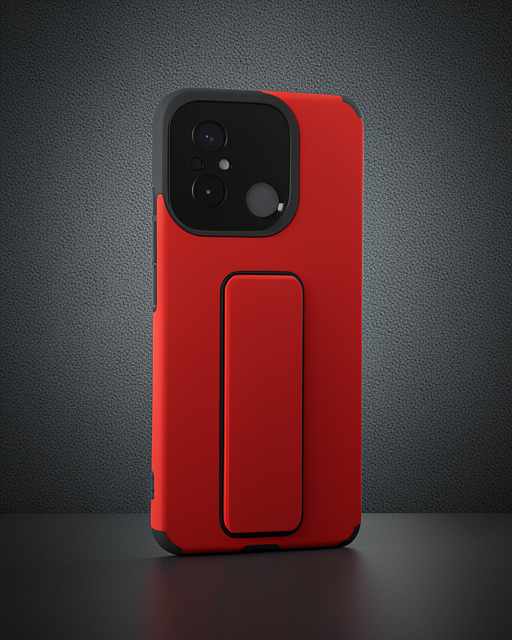 Xiaomi Redmi 12c Kılıf Mega Standlı Silikon - Kırmızı