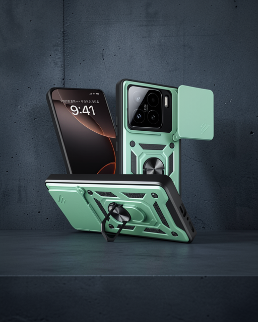 Xiaomi Mi 15 Kılıf Pars Lens Yüzüklü Silikon - Yeşil