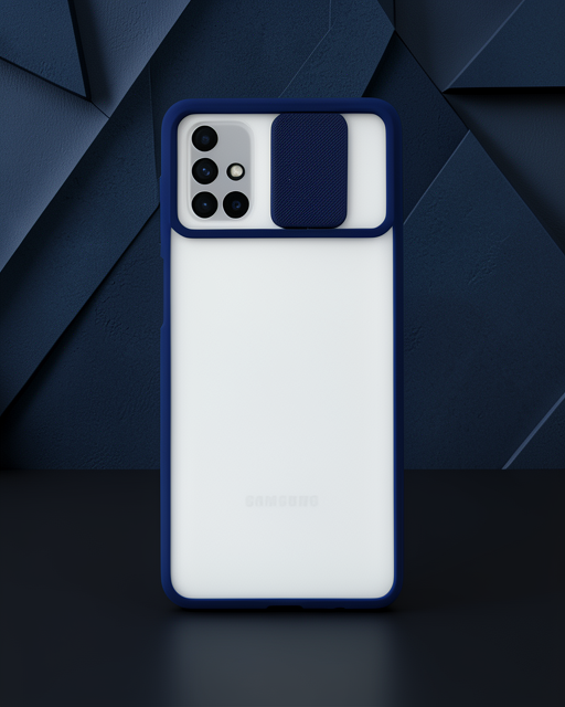Samsung Galaxy M51 Kılıf Palm Buzlu Kamera Sürgülü Silikon - Lacivert