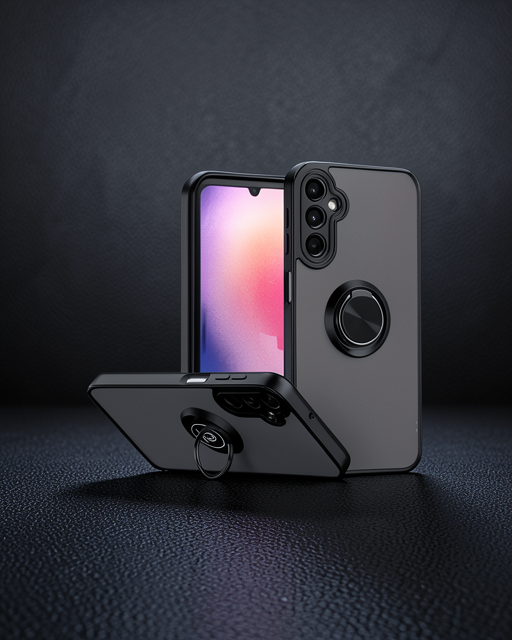 Samsung Galaxy A26 Kılıf Montreal Yüzüklü Silikon Kapak - Siyah