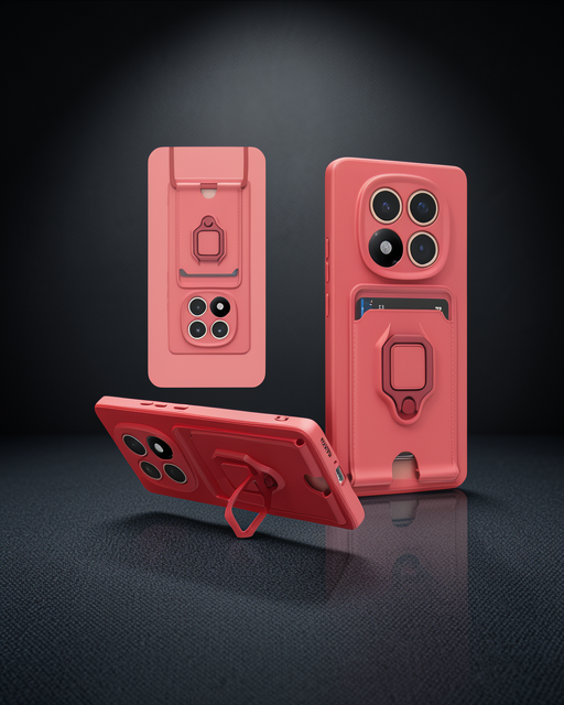 Xiaomi Redmi Note 14 Pro Plus Kılıf Zuma Kartvizitli Yüzüklü Silikon - Pembe
