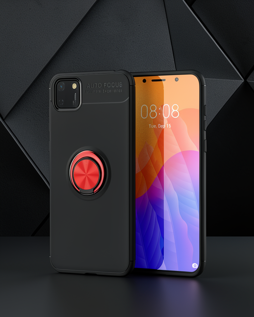 Huawei Y5p Kılıf Range Yüzüklü Silikon - Siyah-kırmızı