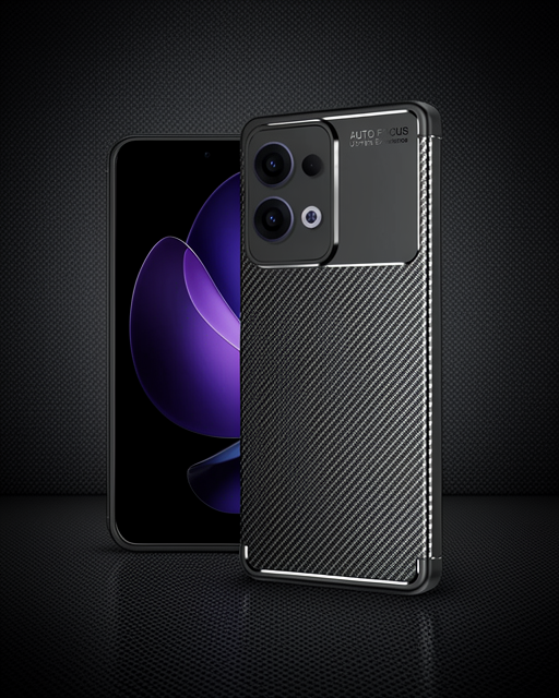 Oppo Reno 13 Pro Kılıf Auto Focus Karbon Kapak - Siyah