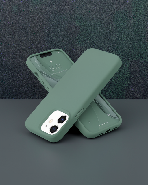 Apple İphone 12 Kılıf Nano İçi Kadife Silikon - Koyu Yeşil