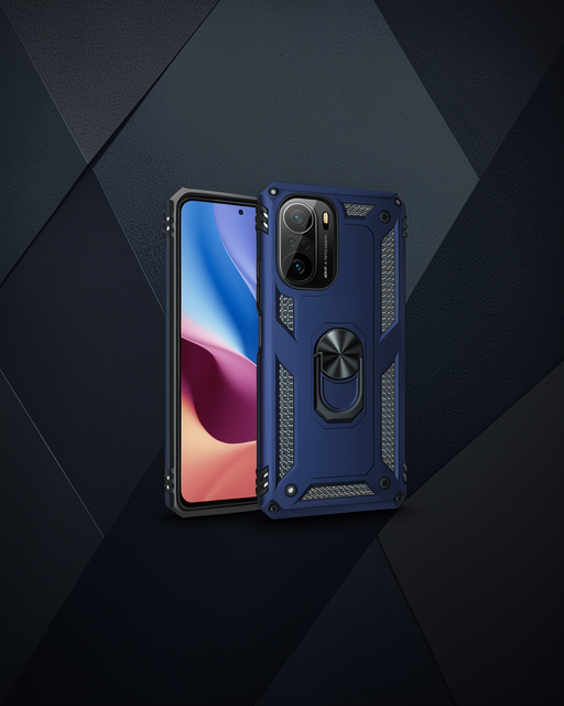 Xiaomi Poco F3 Kılıf Sofya Yüzüklü Silikon Kapak - Lacivert