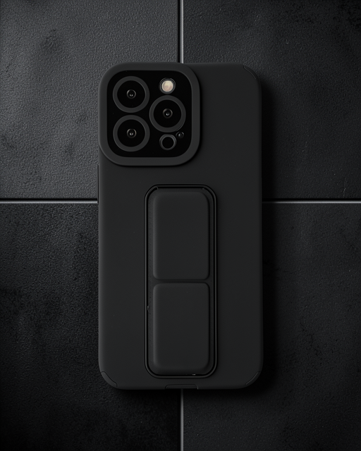 Apple İphone 13 Pro Max Kılıf Mega Standlı Silikon - Siyah