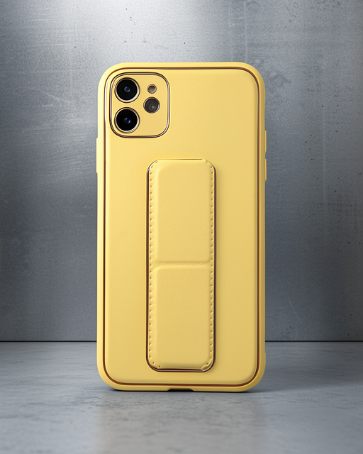 Apple İphone 12 Kılıf Coco Deri Standlı Kapak - Sarı