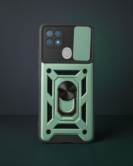 Oppo A15 Kılıf Pars Lens Yüzüklü Silikon - Yeşil