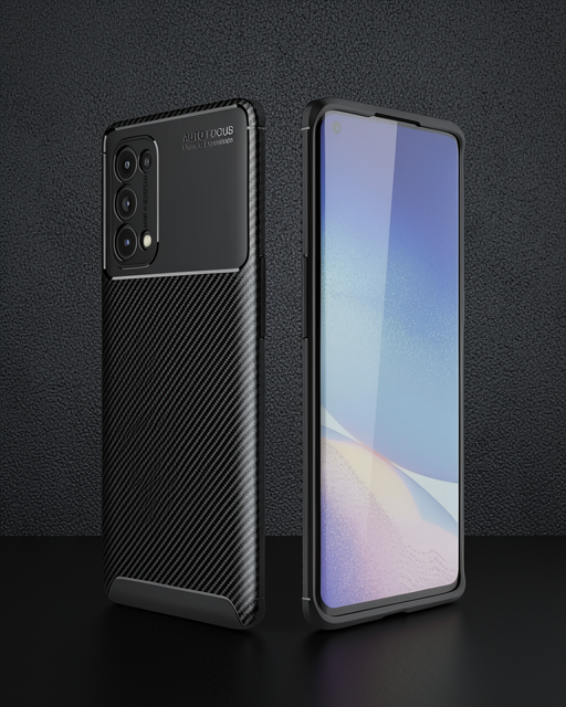Oppo Reno 5 Pro Kılıf Auto Focus Karbon Kapak - Siyah