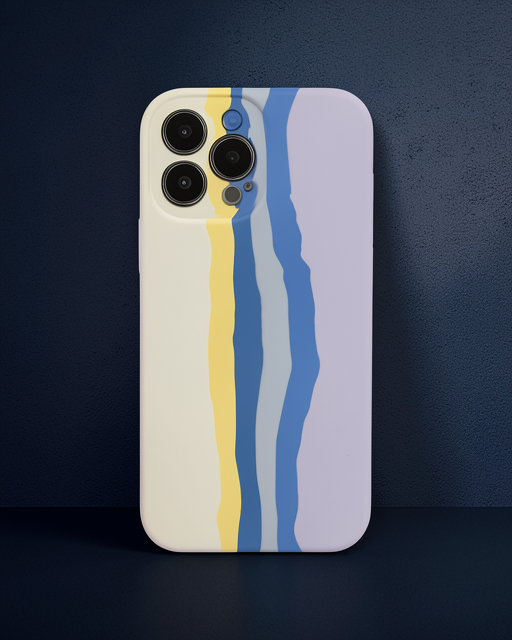 Apple İphone 13 Pro Kılıf Ebruli Lansman Silikon - Sarı-lila