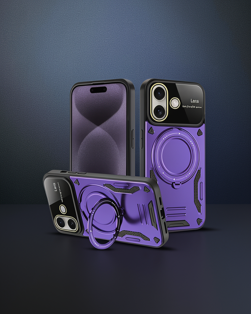 Apple İphone 16 Kılıf Joy Lens Standlı Kapak - Mor