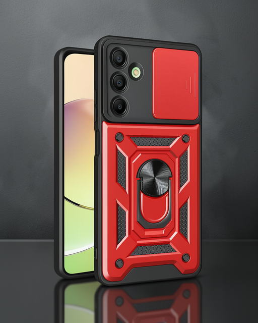 Samsung Galaxy A36 Kılıf Pars Lens Yüzüklü Silikon - Kırmızı