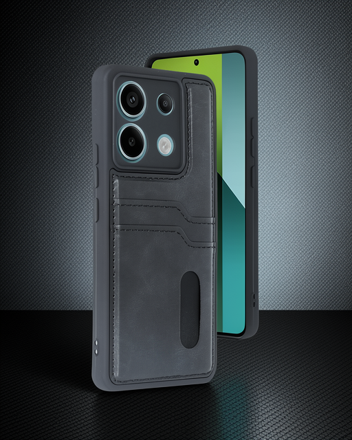 Xiaomi Redmi Note 13 Pro 5g Kılıf Sara Kartvizitli Deri Kılıf - Siyah