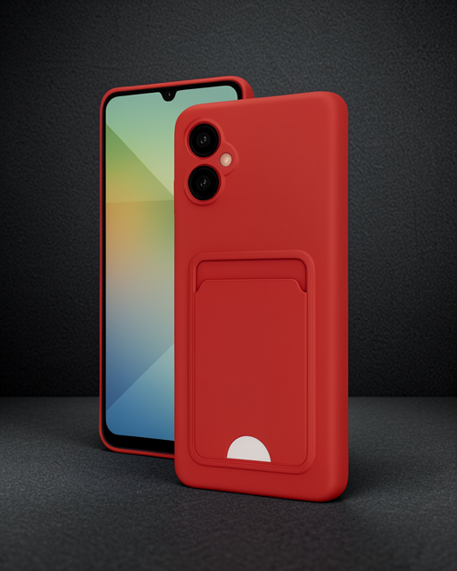 Samsung Galaxy A06 Kılıf Kelvin Kartvizitli Silikon - Kırmızı