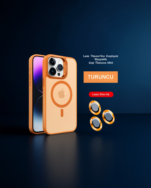 Joko Apple İphone 14 Pro Kılıf Flet Lens Magsafe Kapak - Turuncu
