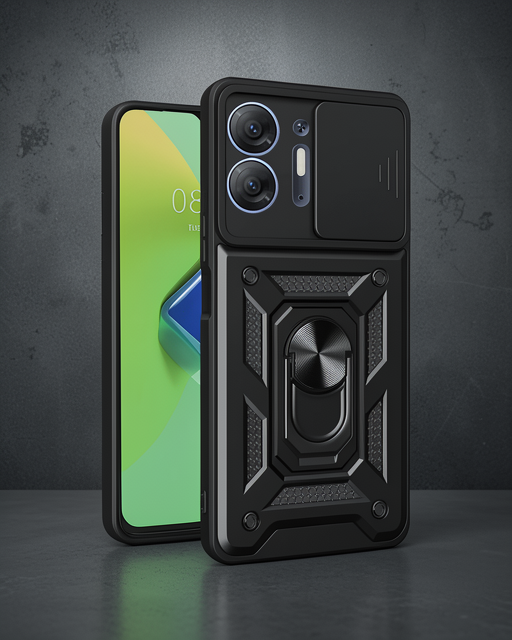 İnfinix Hot 30 5g Kılıf Pars Lens Yüzüklü Silikon - Siyah