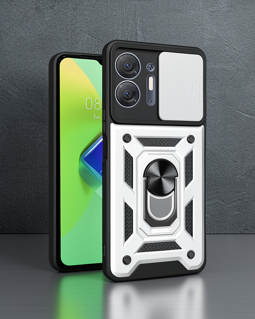 İnfinix Hot 30 5g Kılıf Pars Lens Yüzüklü Silikon - Gümüş