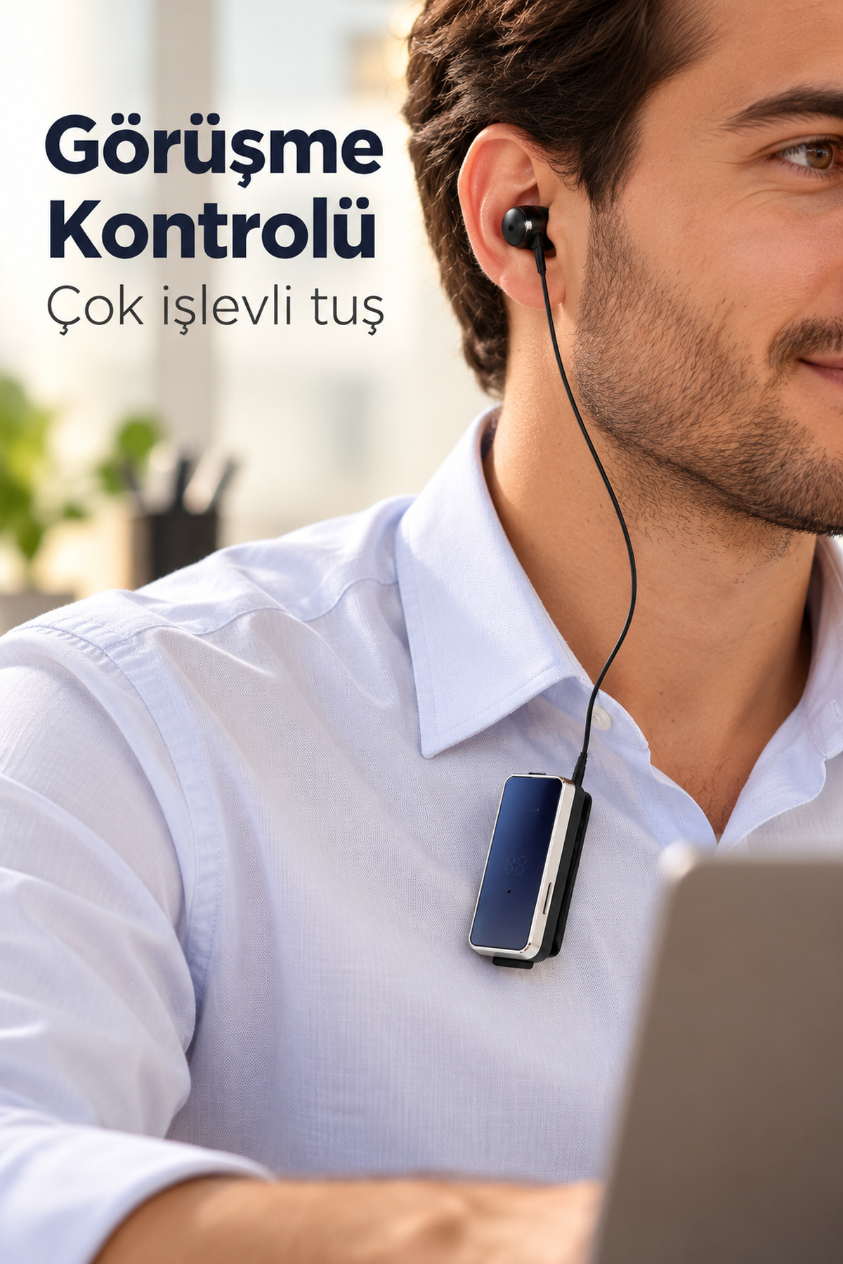 Klipsli Bluetooth Kulaklık Dijital Ekranlı Eller Serbest Görüşme