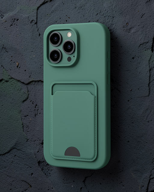 Apple İphone 16 Pro Max Kılıf Kelvin Kartvizitli Silikon - Koyu Yeşil