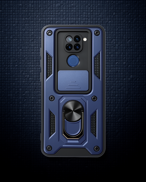 Xiaomi Redmi Note 9 Kılıf Pars Lens Yüzüklü Silikon - Lacivert