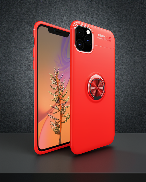 Apple İphone 11 Pro Max Kılıf Range Yüzüklü Silikon - Kırmızı