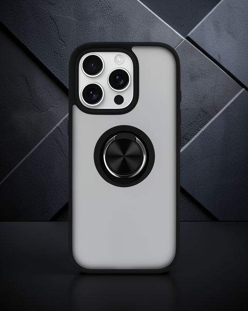 Apple İphone 16 Pro Kılıf Montreal Yüzüklü Silikon Kapak - Siyah