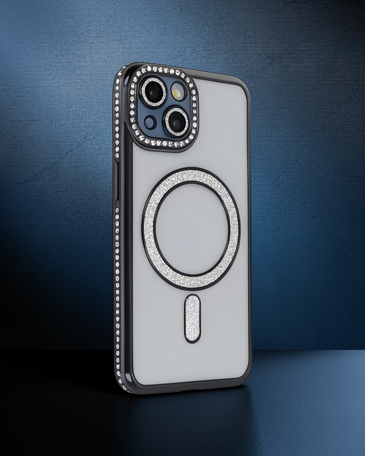 Apple İphone 13 Kılıf Joke Simli Magneticsafe Kılıf - Siyah
