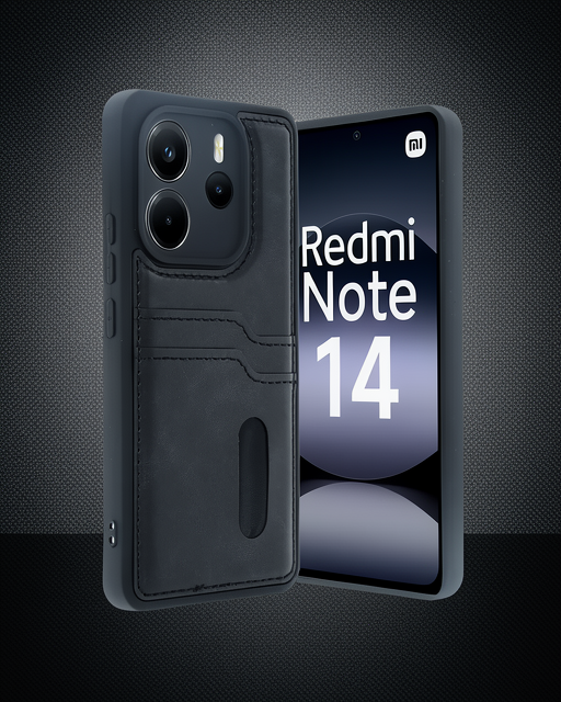 Xiaomi Redmi Note 14 4g Kılıf Sara Kartvizitli Deri Kılıf - Siyah