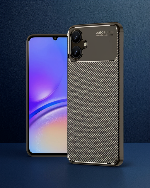Samsung Galaxy A06 Kılıf Auto Focus Karbon Kapak - Kahverengi