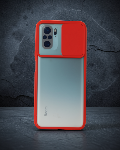 Xiaomi Redmi Note 10 Kılıf Palm Buzlu Kamera Sürgülü Silikon - Kırmızı
