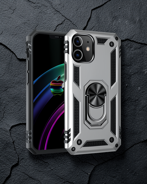 Apple İphone 12 Mini Kılıf Sofya Yüzüklü Silikon Kapak - Gümüş