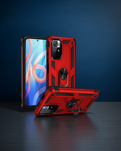Xiaomi Redmi Note 11t Kılıf Sofya Yüzüklü Silikon Kapak - Kırmızı