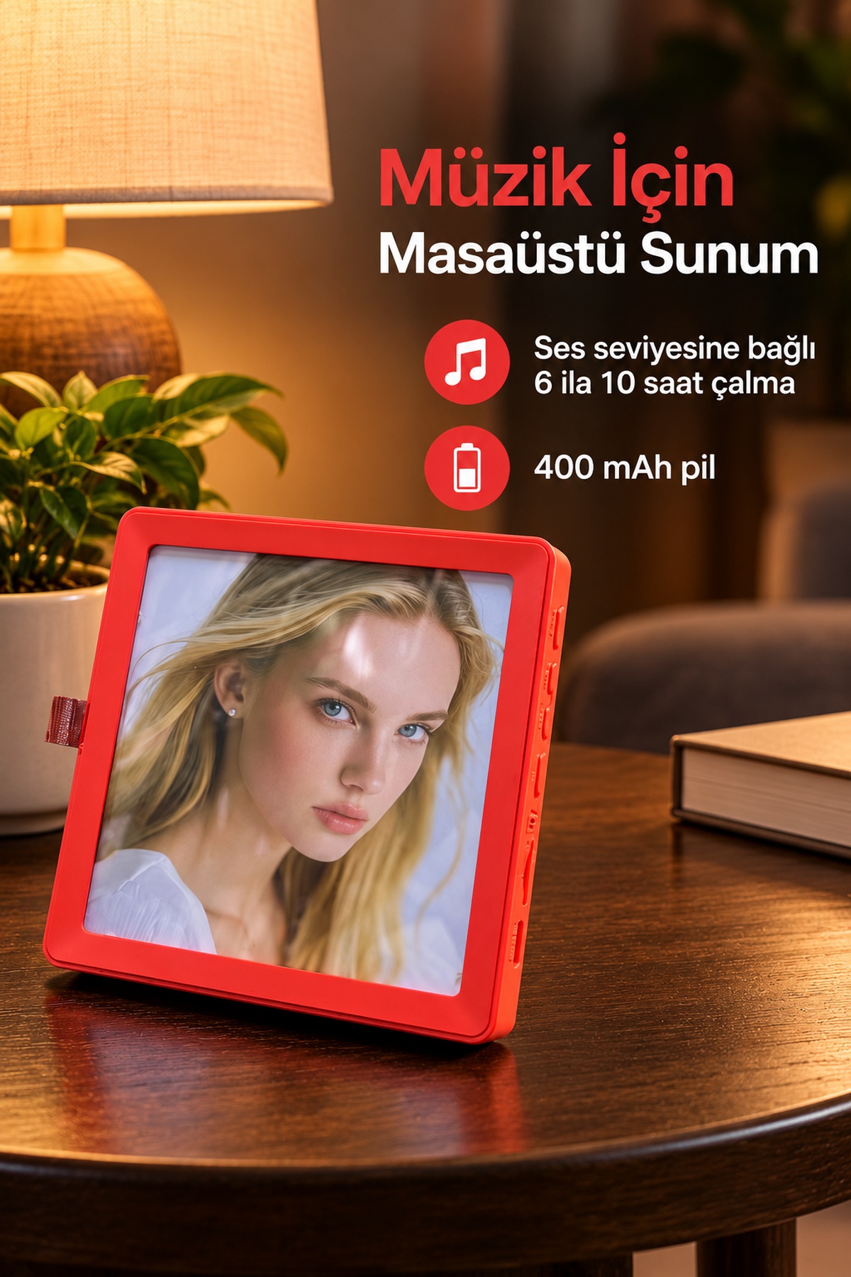 Müzikli Fotoğraf Çerçevesi Şarj Kablolu Masaüstü Kullanım