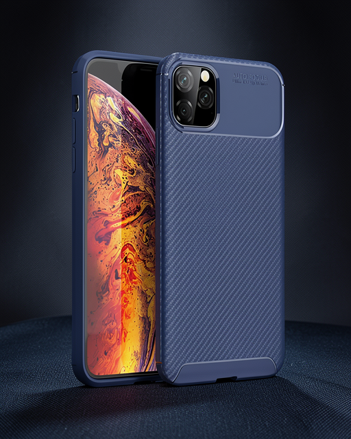Apple İphone 11 Pro Max Kılıf Auto Focus Karbon Kapak - Lacivert