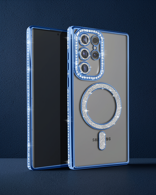 Samsung Galaxy S25 Ultra Kılıf Joke Simli Magneticsafe Kılıf - Mavi