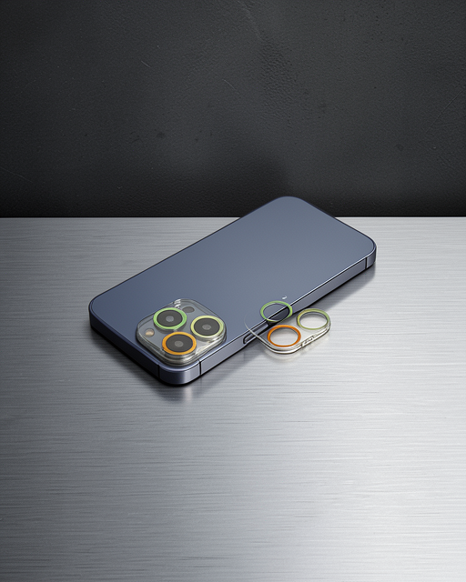 Apple İphone 12 Pro Max Renkli Kamera Lens Koruma Cam - Sarı-turuncu