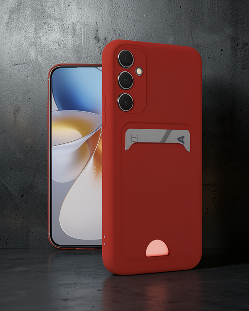 Samsung Galaxy A16 5g Kılıf Kelvin Kartvizitli Silikon - Kırmızı
