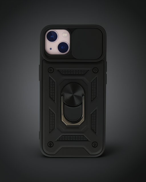 Apple İphone 15 Kılıf Pars Lens Yüzüklü Silikon - Siyah