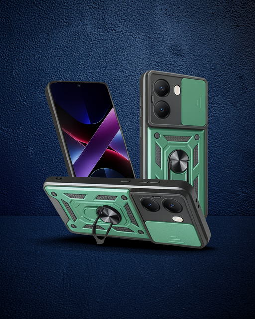Xiaomi Poco X7 Pro Kılıf Pars Lens Yüzüklü Silikon - Yeşil