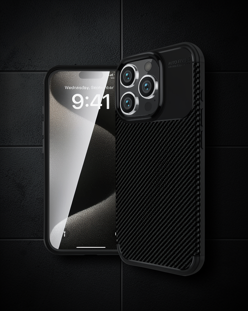 Apple İphone 16 Pro Max Kılıf Auto Focus Karbon Kapak - Siyah