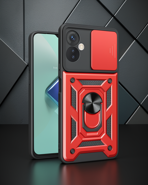 İnfinix Hot 30 4g Kılıf Pars Lens Yüzüklü Silikon - Kırmızı