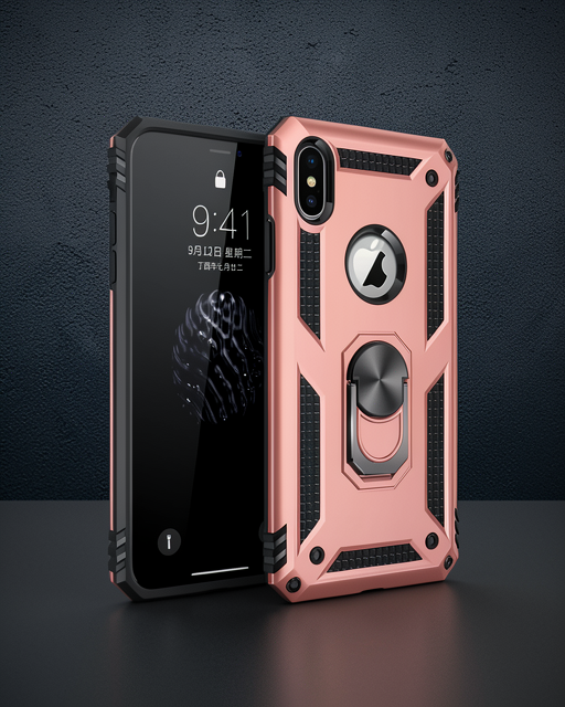 Apple İphone Xs Max Kılıf Sofya Yüzüklü Silikon Kapak - Rose