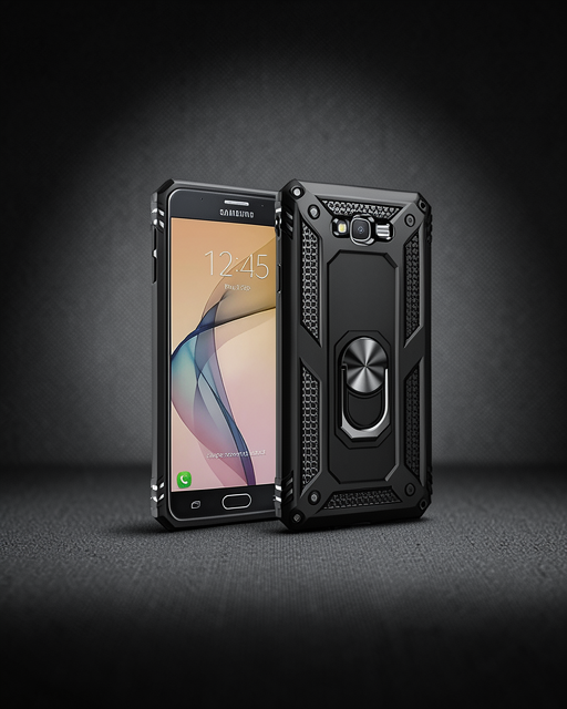 Samsung Galaxy J7 Kılıf Sofya Yüzüklü Silikon Kapak - Siyah