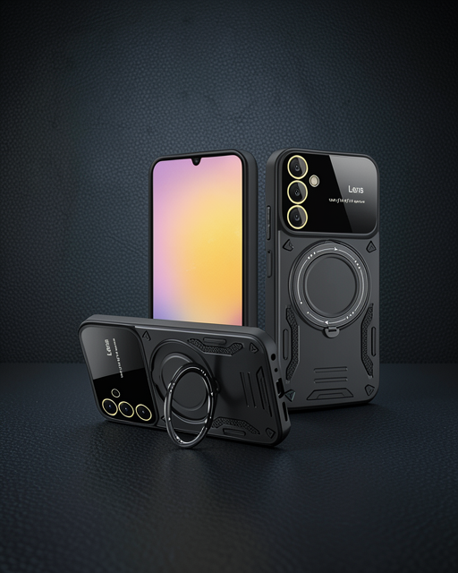 Samsung Galaxy A35 5g Kılıf Joy Lens Standlı Kapak - Siyah