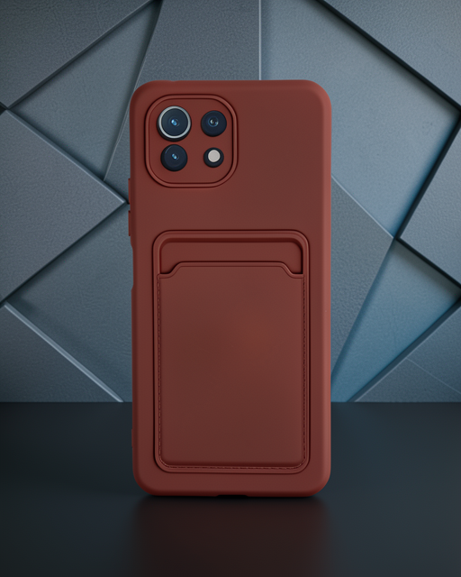 Xiaomi Mi 11 Lite Kılıf Kelvin Kartvizitli Silikon - Bordo