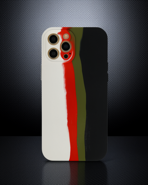 Apple İphone 12 Pro Max Kılıf Ebruli Lansman Silikon - Beyaz-siyah