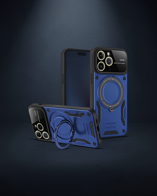 Apple İphone 16 Pro Max Kılıf Joy Lens Standlı Kapak - Lacivert